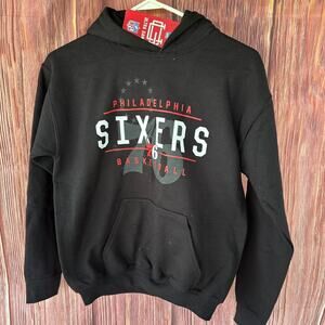 NWT Ultra Soft Get  Right Hoodie Sweatshirt Black Philadelphia Sixers Size 18-20